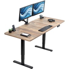 VIVO Electric 71” x 30” Stand Up Desk, Reclaimed Wood Table Top, Black Frame
