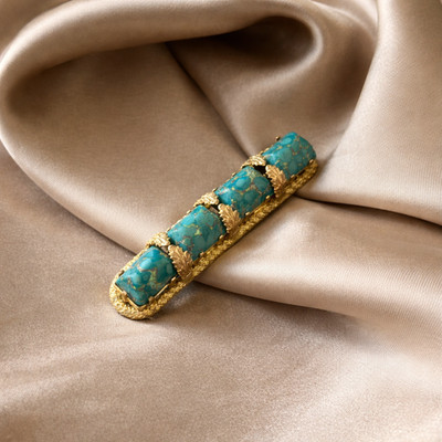 Antike Türkis Brosche um 1900 | Antique Turquoise Bar Brooch c.1900 Vintage