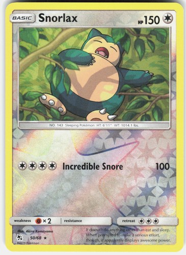 Snorlax 50/68 Hidden Fates Reverse Holofoil Pokemon Lightly Played LP
