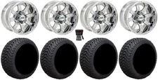 GTW Tempest 14" Golf Cart Wheels Chrome 205x30 Cruze Tires E-Z-GO & Club Car