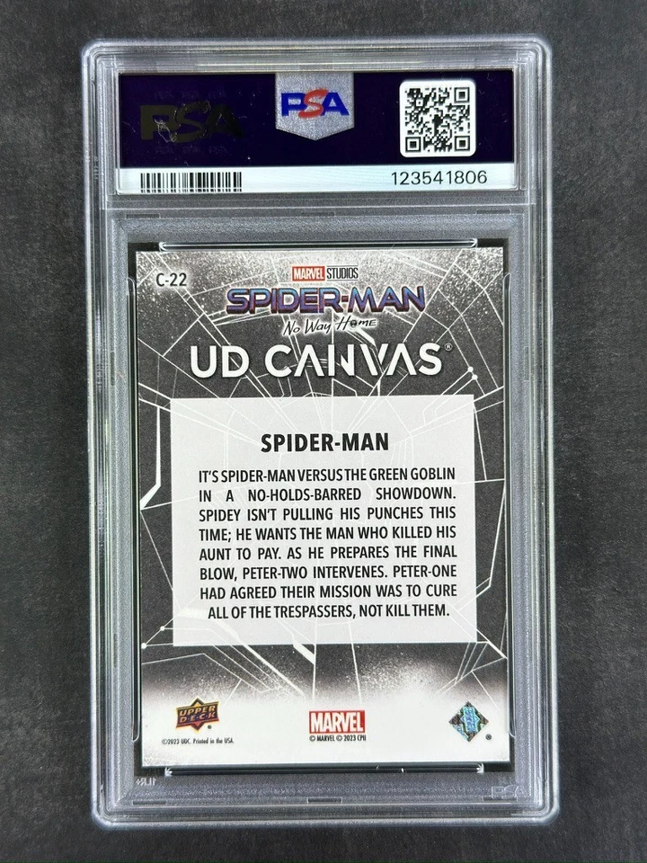 2023 Upper Deck 蜘蛛侠 #C22 蜘蛛侠帆布黑色 /99 PSA 10 Gem,流行 1 — 第 2/2 张图片