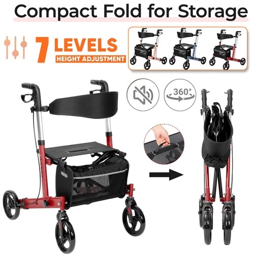 Rollator Klappbar Laufhilfe Gehhilfe Gehwagen Geländerollator Höhenverstellbar - Bild 1 von 52