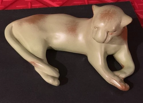 Vintage Frankoma Pottery Laying Down PUMA Prairie Green