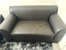 Grey Faux Leather 2 Seater Sofa Couch 195cm L x 95cm W x 41cm H