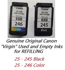 50 Virgin Genuine Empty Canon 245 246 Inkjet Cartridges EMPTIES FOR REFILLING