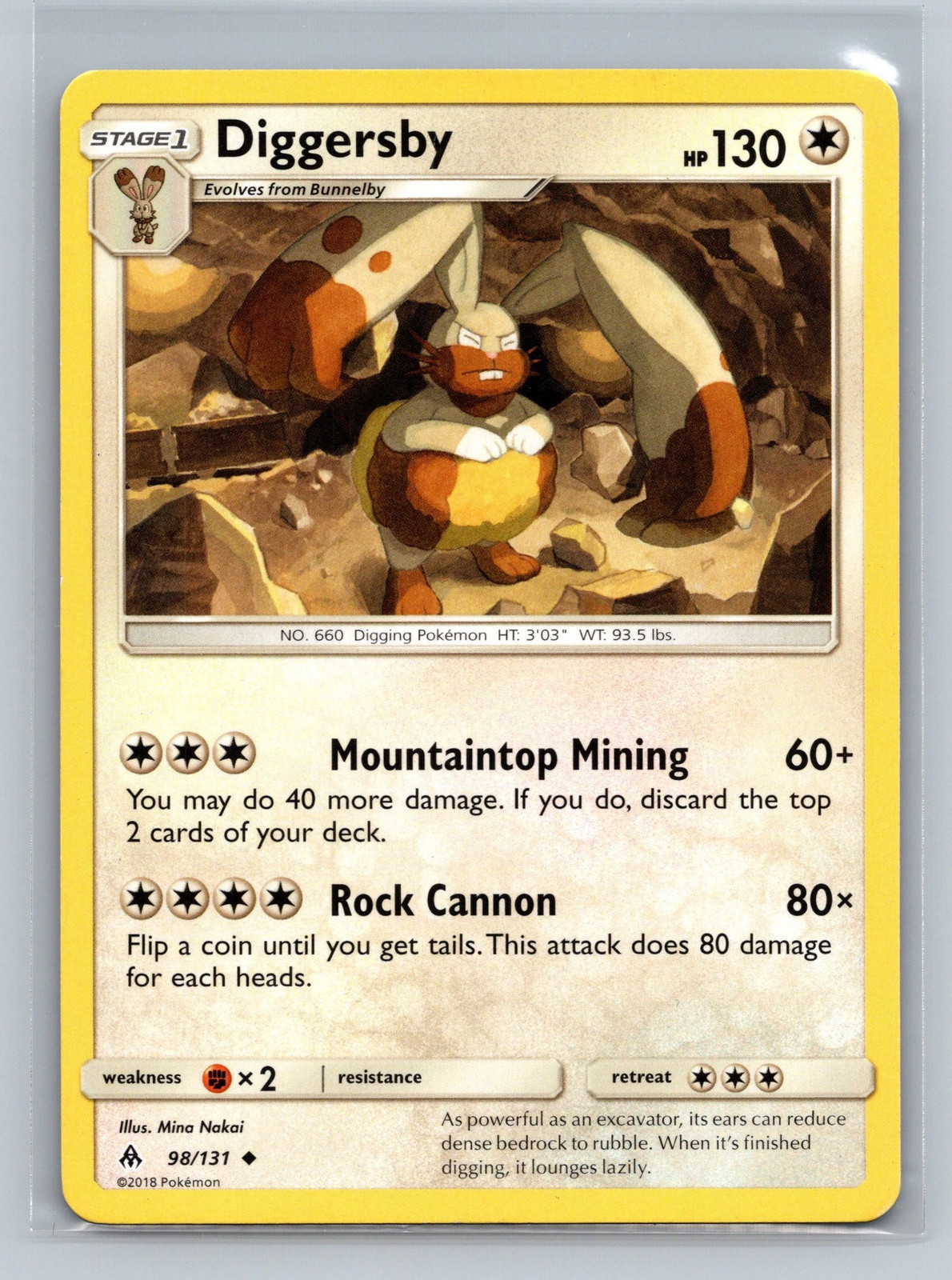 Diggersby 98/131 Forbidden Light Common NM Pokemon TCG