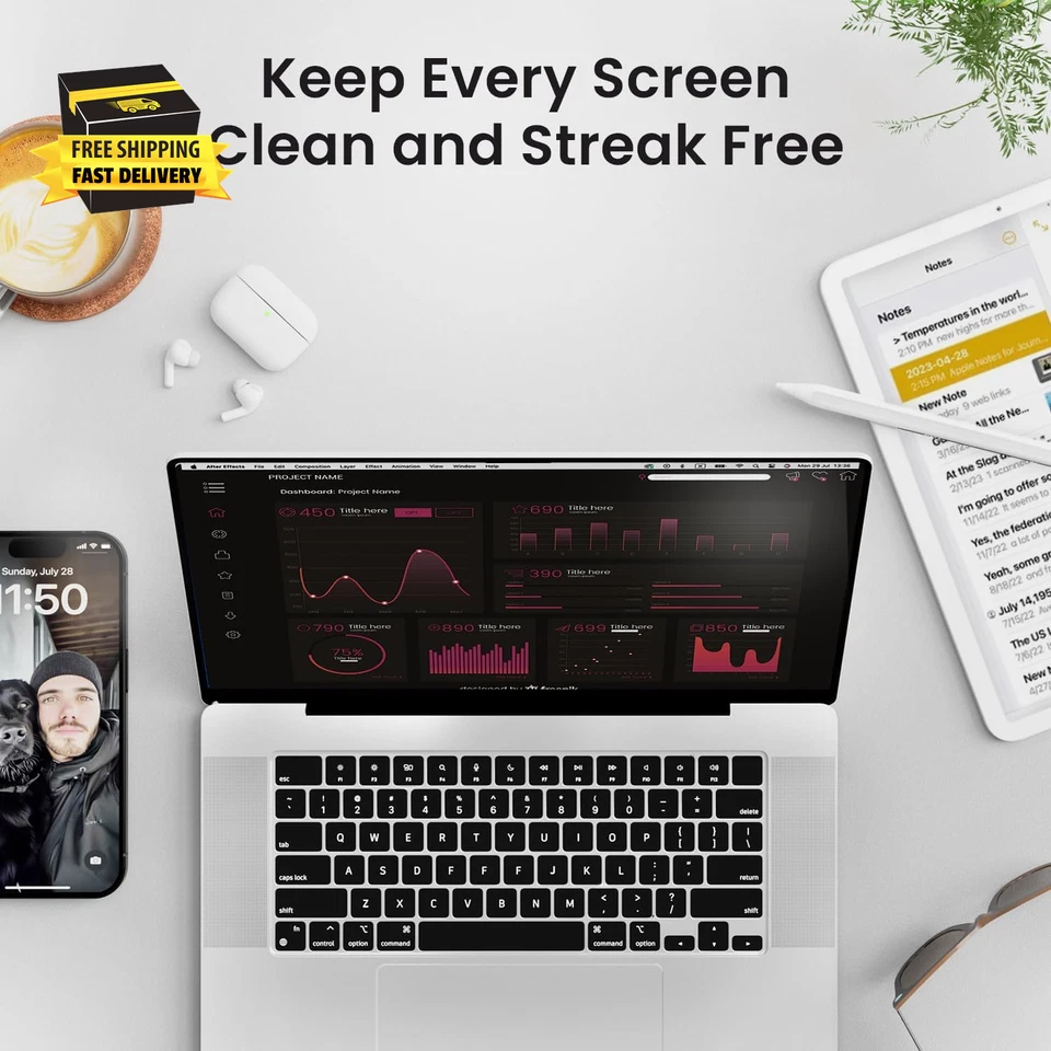 Bildschirmreiniger Spray - TV Bildschirmreiniger Spray und Mikrofasertuch Set, berechnen - Bild 3 von 4