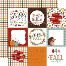 2 Sheets of Echo Park Paper HAPPY FALL 12x12 Cardstock - Cool Breeze