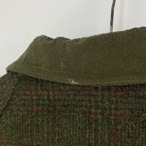 Barbour Loden Tweed Coat Mens Large Green Check Shooting Hunting Field Jacket - Picture 16 of 23