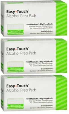 EasyTouch 2-Ply Alcohol Sterilized Pads Medium 100 Count - THREE PACK*