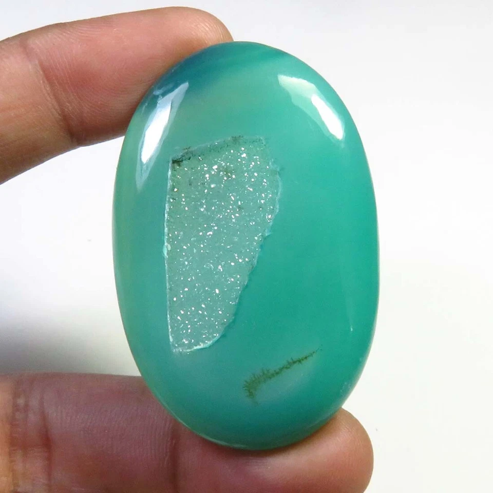 Onyx Geode Oval Cabochon 89cts 49x32mm Onyx Agate Druzy Gemstone Loose OND-1729 - Image 3 of 4