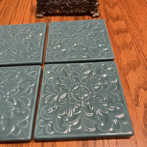 Drake Design Turquoise Coaster Set Rare And New Old Store Stock - Picture 4 of 9