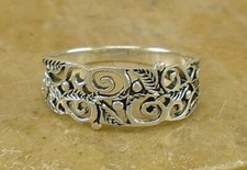 Pretty .925 Sterling Silver VINY FILIGREE ring size 7 style r2168