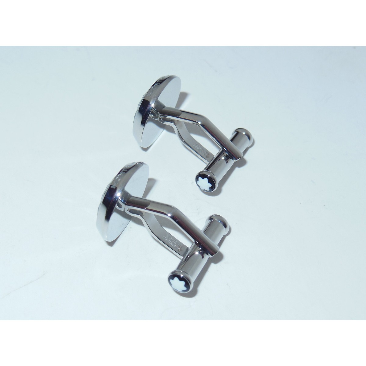 New Montblanc Stainless Steel Round Cufflinks with Hammered
