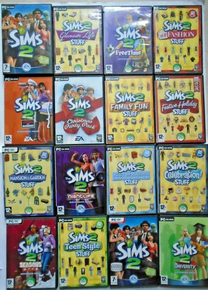 The Sims 2: Base Game with Expansion Lot Bundle 4 games PC CD Nightlife,  Seasons