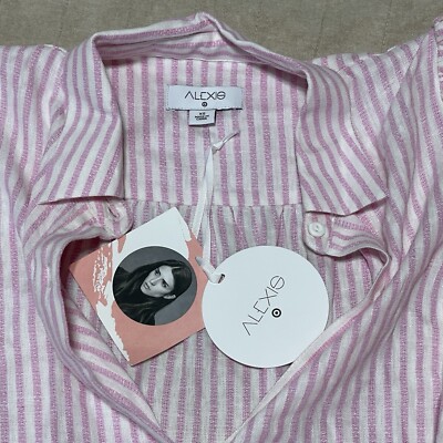 ALEXIS x Target Pink Stripes Shirt Dress Blogger Favorite Linen Blen Size  XS NWT | eBay
