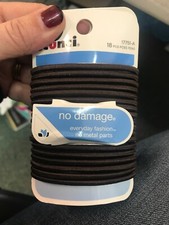 No-Damage Scunci Satin Smooth All Day Hold Medium Hair Elastics Brown 18/Pack