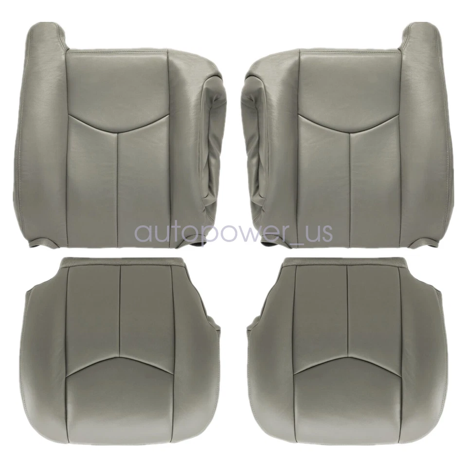 Cubierta de asiento delantera de cuero gris de repuesto para GMC Sierra 1500 2500 2003-2006 Foto 2 de 4