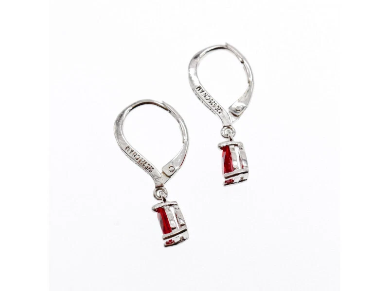 925 Sterling Silver Ruby & CZ Earrings - Image 3 of 4