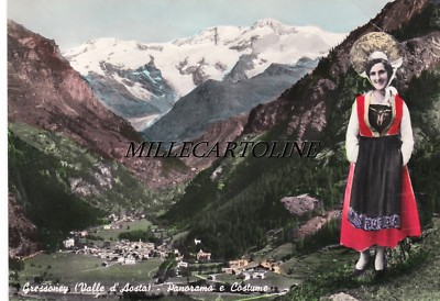 Aosta - GRESSONEY : Panorama and Costume (exemplary postcard - Photoceler)