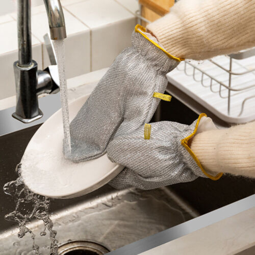 Wear Resistant Mesh Cleaning Cloth Metal Wire Rag Scouring gloves Kitchen Tool - Foto 6 di 18