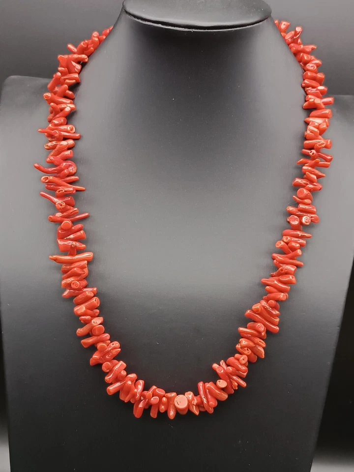 collana donna naturale corallo rosso di Sardegna autentica argento bianco 925 - Immagine 3 di 4