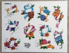 Tattoo Flash Single Sheet Print Official Tattoo Brand Roses Banner 11 X 14