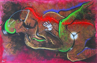 erotic art painting abstract contemporary love woman men 