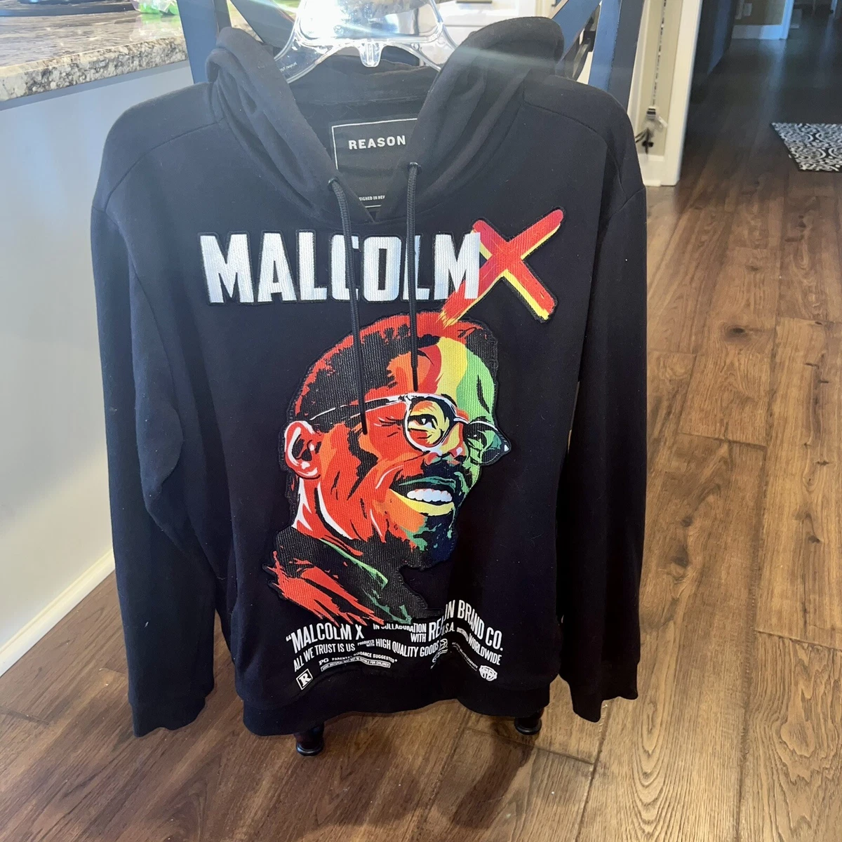 Reason Hoodie Malcolm X Black Pullover Sweatshirt Medium Movie Poster Designer