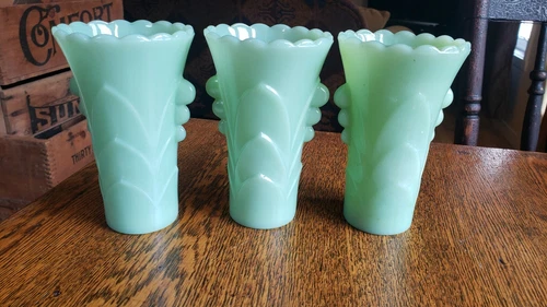 Vintage Anchor Hocking Jadeite Vase lot of 3