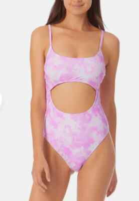 ROLAROLA★ROLA TIE-DYE ONEPIECE SWIMSUIT MULTI_OP-21371 California Waves Juniors Womens Size L Cutout One-Piece