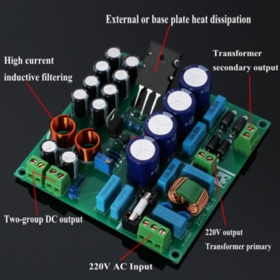 AC6~33V DC3~37V Linear High Current Regulated High Stability Power Board DIY Kit