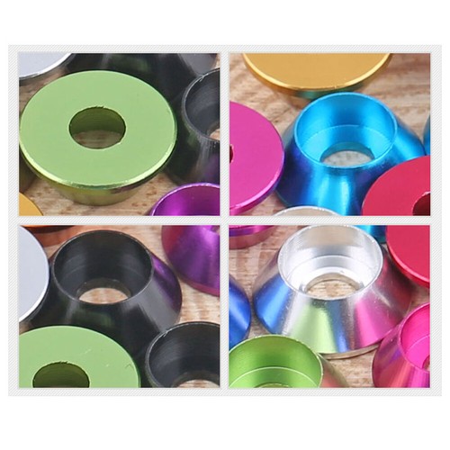 M2 M2.5 M3 M4 Cone Cup Head Washers Gaskets Spacers Multicolor Anodized Aluminum - Picture 4 of 9