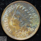 1898 Indian Head Penny, Uncirculated, Original Brown, Free Shipping, C6195