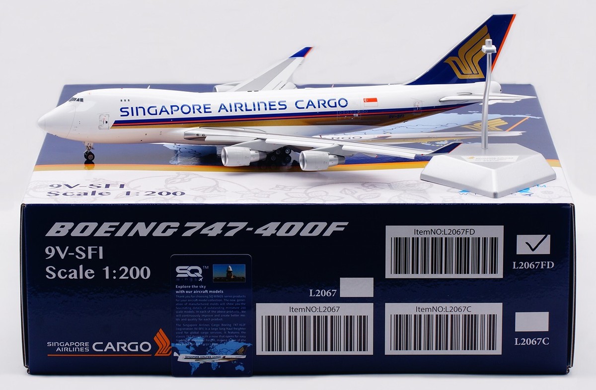 SQ Wings 1:200 シンガポール航空 B747-400F 9V-SFI 1:200 SQ Wings Singapore Airlines Boeing 747-400F 9V-SFI