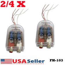 2/4X Level Speaker High to Low Car Impedance Converter 2 Channel RCA Line Out US