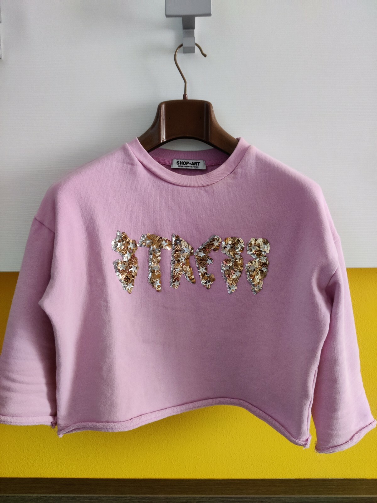 Shop Art Sweatshirt Baumwolle Damen Rosa Pailletten