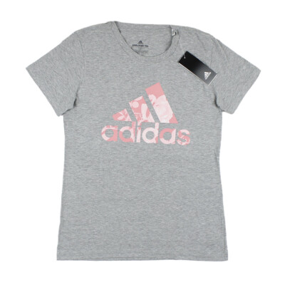Adidas Women's Rose Print Short Sleeve T-Shirt Gray H5417