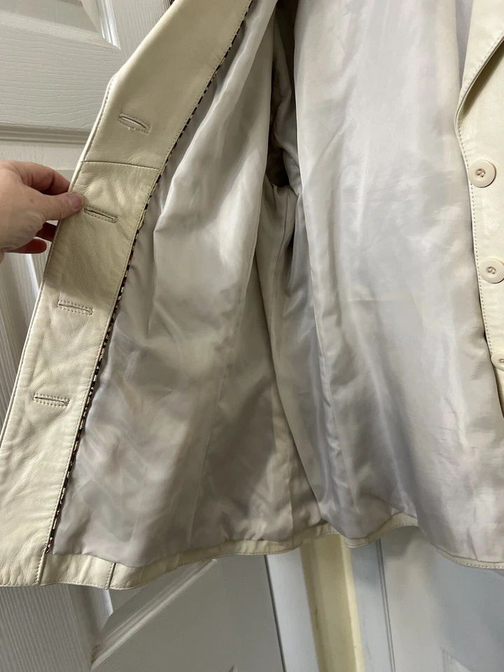 Blazer sirena de oficina para mujer Wilson’s de cuero blanco roto de colección Foto 4 de 4