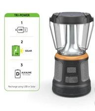 Duracell TRI-Power 2000 Lumen LED Solar + USB Rechargable Lantern Light NEW!