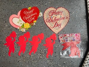 Valentines Day Red Cupid w/ Arrow Heart Dennison Diecut Cutout 1950s-1960's?