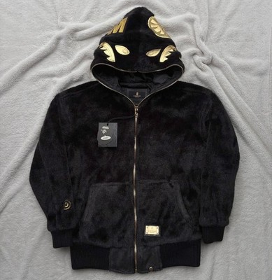 Bape Black Fur Black & Gold Leather Shark Bomber Jacket - Large - $2600 - New