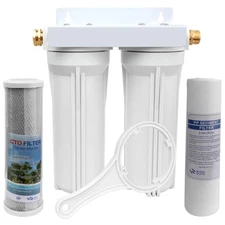External RV Dual Water Filter System for RVs Boats Motor Homes Marines,Includ...