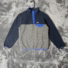 Patagonia Kids Lightweight Synchilla Two Tone Blue Gray Youth Large Snap T