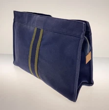 HERMES Paris Fourre Tout Clutch Bag Cotton Navy 11.8 x 8.5 inch Japan Authentic