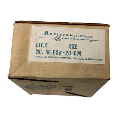 Appleton FSK-2B-CM Malleable Iron D Cast 2 Gang Cover Box of 5 Same Day Ship New