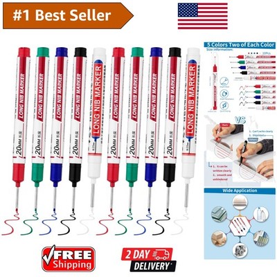 Deep Hole Marker Pens - 10 PCS Set with 5 Colors & Waterproof Precision Nib