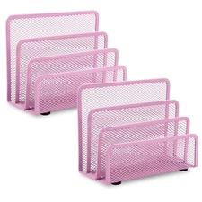  Desk Mail Organizer, Pink 2 Pack Office Small Letter Sorter Desktop File 