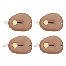 4 Pcs Mini Box Cutters Retractable, Small Utility Knife Letter Opener, Brown