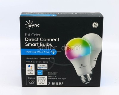 NEW Cync by GE Direct Connect Soft White Smart LED Light Bulbs A19 (2-Pack)